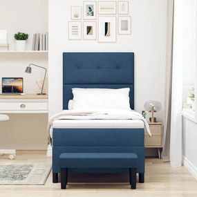 Boxspring Ágy matraccal és padlóval Kék 90x200 cm Szövet