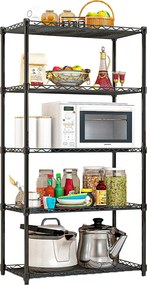 Polcállvány, 5 polcos, fekete, SUER TYP 2