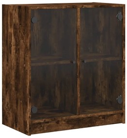 füstös tölgy színű kisszekrény üvegajtókkal 68 x 37 x 75,5 cm