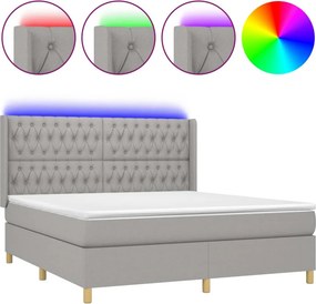 vidaXL világosszürke szövet rugós és LED-es ágy matraccal 160x200 cm