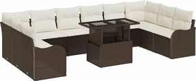 vidaXL Kerti Kanapé Szett párnával 11 pcs Barna Poli rattan