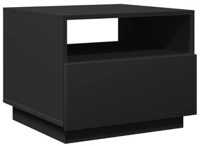 fekete dohányzóasztal LED-lámpákkal 50x49x40 cm