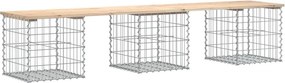 vidaXL tömör fenyőfa gabion kerti pad 203x44x42 cm