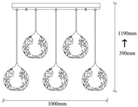 Csillár zsinóron FELLINI 5xE27/100W/230V