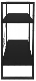 kétszintes fekete szerelt fa könyvszekrény 100 x 30 x 70 cm