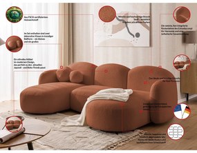 Terrakotta színű buklé (U alakú) sarokkanapé Orbit – Ropez