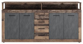 Kombinált komód, old star dark sötét tölgy/ grafit, LUNYSA