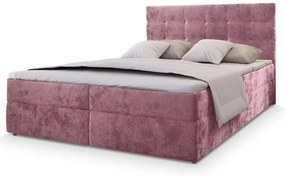 Kárpitozott boxspring ágy GLORIEN VELVET 160x200 cm rózsaszín Matrac: Bonell rugós matrac