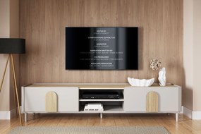 Amilio RTV szekrény 220 cm - kasmír / olajozott tölgy / világos tölgy fogantyú