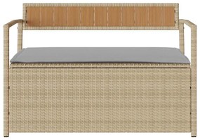 bézs polyrattan kerti tárolópad párnával