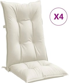 vidaXL 4 db krémszínű szövet magas háttámlájú székpárna 120x50x7 cm