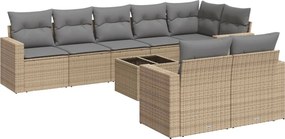 vidaXL 9 részes bézs polyrattan kerti ülőgarnitúra párnákkal