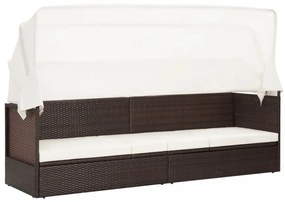 barna polyrattan kerti kanapé napellenzővel