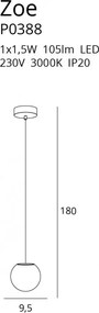 Függeszték Króm ZOE MAXLIGHT P0388