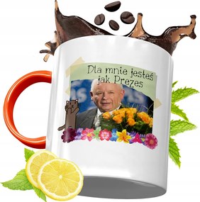 Narancssárga Bögre A Pis Elnökétől Jaroslaw Kaczynski fényképes nyomtatással