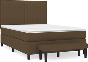 vidaXL sötétbarna szövet rugós ágy matraccal 140 x 200 cm