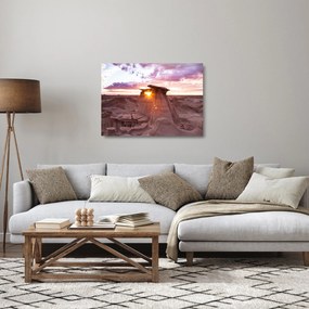 Kép - naplemente a sivatagban (üvegen) (70x50 cm)