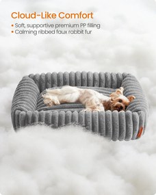Közepes kutyafekhely, puha párnázással, mosható, 71 x 55 x 18 cm, galambszürke