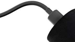 Fali lámpa fekete árnyékolóval, fekete kapcsolóval és rugalmas karral - Merwe