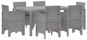vidaXL Kert étkező szett 7 pcs Világosszürke Polt rattan