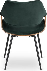 DAKOTA bársony szék zöld / dió színben