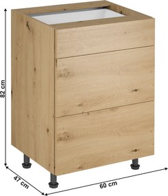 Alsó szekrény, artisan tölgy, LANGEN D60S3 P