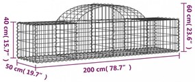 13 db íves horganyzott vas gabion kosár 200x50x40/60 cm