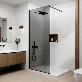 Walk-in Black zuhanyfal, füstüveggel 80, 200cm, 8mm, NANO