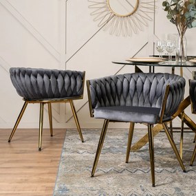 Elegáns Étkezőszék Szürke Bársony Kárpittal CAPRI