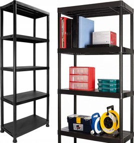 Irving műanyag könyvespolc 5 szintes, fekete