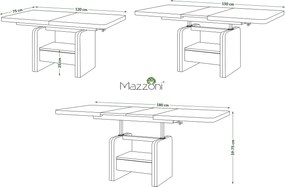 Mazzoni LEXUS Barna Tölgy/Bézs (Pezsgőszínű) - MODERN DOHÁNYZÓASZTAL NYITHATÓ/MAGASÍTHATÓ ÉTKEZŐASZTAL ÉS DOHÁNYZÓASZTAL EGYBEN