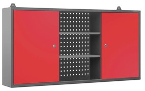 Függő garázsszekrény modell BEN, 1200 x 600 x 200 mm, antracit-piros