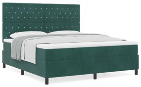 Boxspring Ágy Mattal Sötét Zöld Szuper Király Bársony