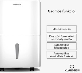 Klarstein DryFy 20L páramentesítő, 20 l/nap, 50m², 230 m³/h, időzítő, víztartály, mobil