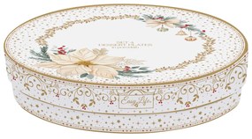 Karácsonyi porcelán desszertes tányér 4 db szett díszdobozban fehér arany mikulásvirág White Elegance