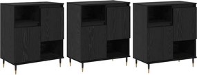vidaXL Oldalszekrények 3 pcs Musta tammi 180 x 35 x 70 cm Faanyag