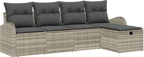 vidaXL Kerti Kanapé Szett párnával 5 pcs Világosszürke Poli rattan