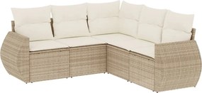 vidaXL 5 részes bézs polyrattan kerti ülőgarnitúra párnákkal