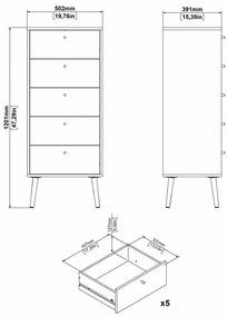 Fehér magas komód 50x120 cm Bodo – Tvilum