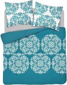 Flanel ágyneműhuzat 220x200 Türkizkék dísz