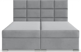 Calvi ágy, bársony, 160 x 200, ágyneműtartóval, szürke