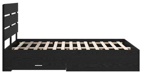 vidaXL Ágykeret fiókkal fejtámlával Fekete tölgy 140 x 200 cm Faanyag