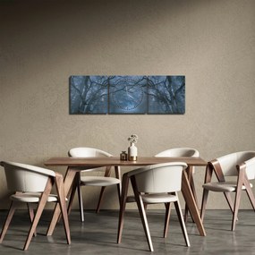 Egy erdő képe a ködben (órával) (90x30 cm)