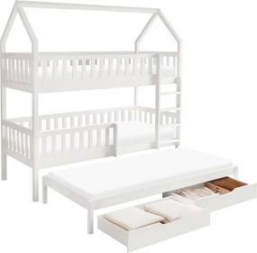 Montessori emeletes ágy pótággyal, fehér, VENITA TYP 1