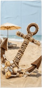 Gyorsan száradó tengerparti fürdőlepedő ANTIC ANCHOR színes 70 x 140 cm, 100% mikroszál