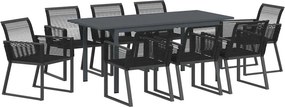 vidaXL Kert étkező szett 9 pcs Fekete polirattan