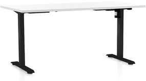 OfficeTech A állítható magasságú asztal, 160 x 80 cm, fekete alap, fehér
