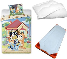 Bluey Family Home gyerek, ovis ágyneműhuzat, derékalj és paplan/párna szett 100x135 cm 40x60 cm