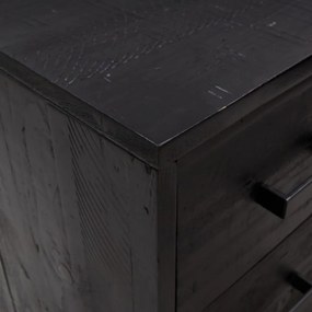 fekete tömör fenyőfa fiókos szekrény 75 x 35 x 70 cm