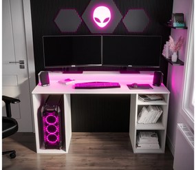 Sarok Gamer PC asztal Garrick 1 (fehér) (LED RGB világítással). 1064133